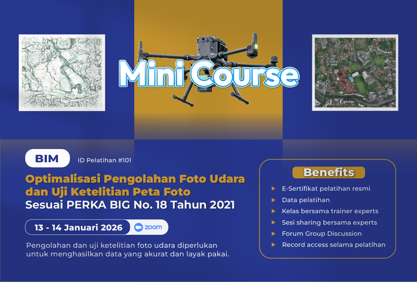 Optimalisasi pengolahan foto udara dan Uji Ketelitian Peta Foto sesuai PERKA BIG No.18 Tahun 2021